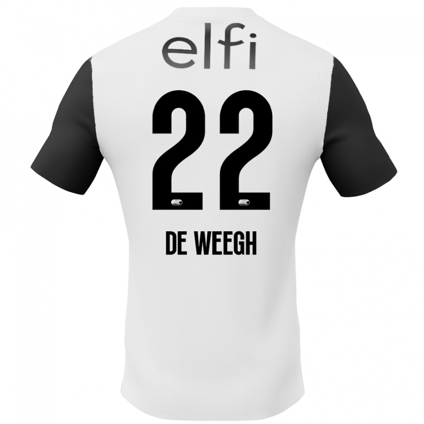 Kids Football Bo Op De Weegh #22 White Black Away Jersey 2024/25 T-Shirt Uk