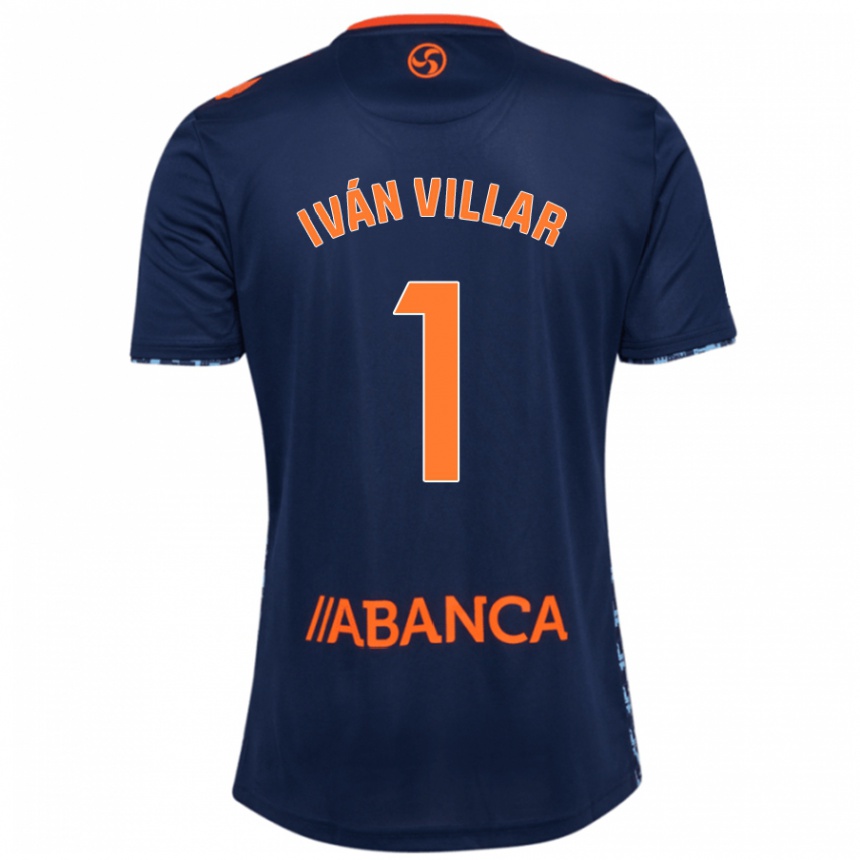 Kids Football Iván Villar #1 Navy Blue Away Jersey 2024/25 T-Shirt Uk