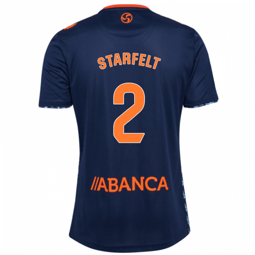 Kids Football Carl Starfelt #2 Navy Blue Away Jersey 2024/25 T-Shirt Uk