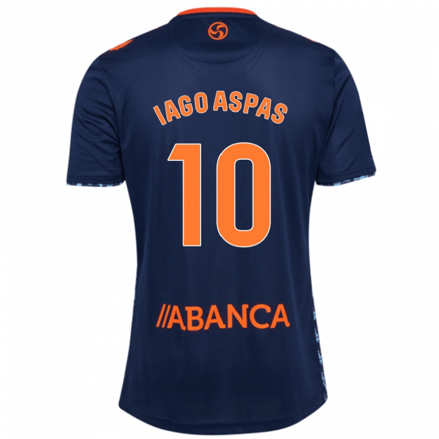 Kids Football Iago Aspas #10 Navy Blue Away Jersey 2024/25 T-Shirt Uk