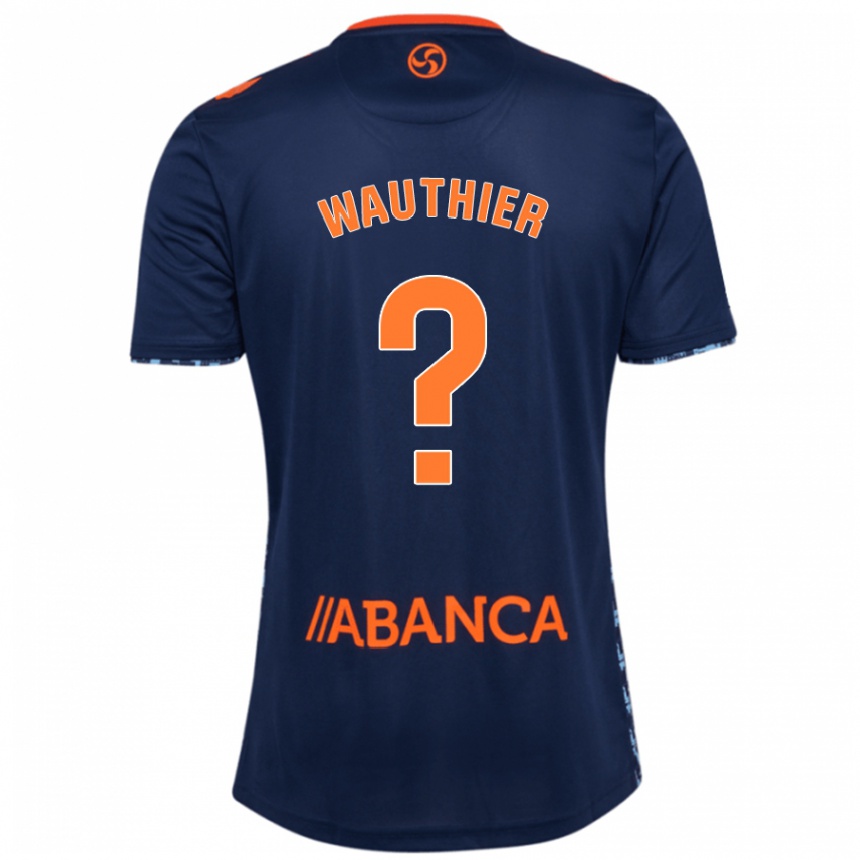 Kids Football Hugo Wauthier #0 Navy Blue Away Jersey 2024/25 T-Shirt Uk