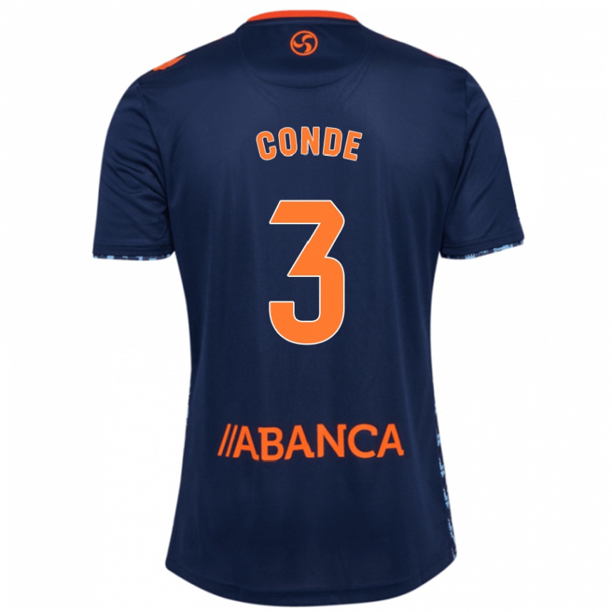 Kids Football Martín Conde #3 Navy Blue Away Jersey 2024/25 T-Shirt Uk