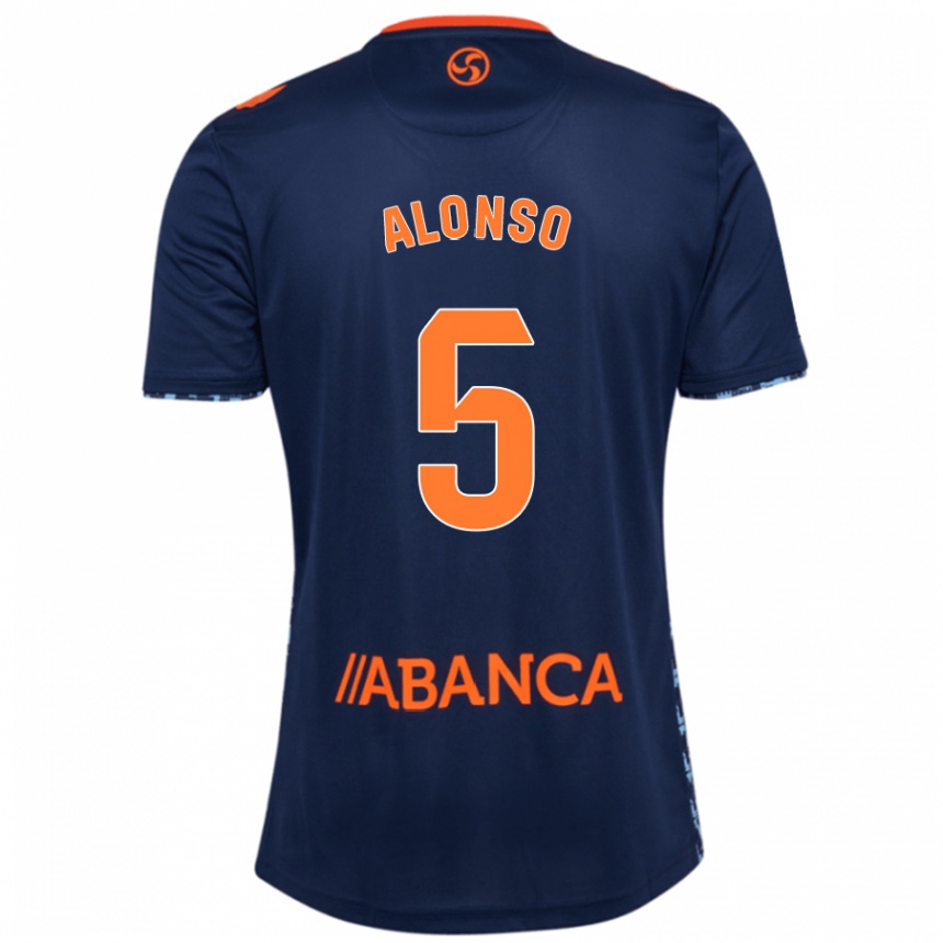 Kids Football Gael Alonso #5 Navy Blue Away Jersey 2024/25 T-Shirt Uk