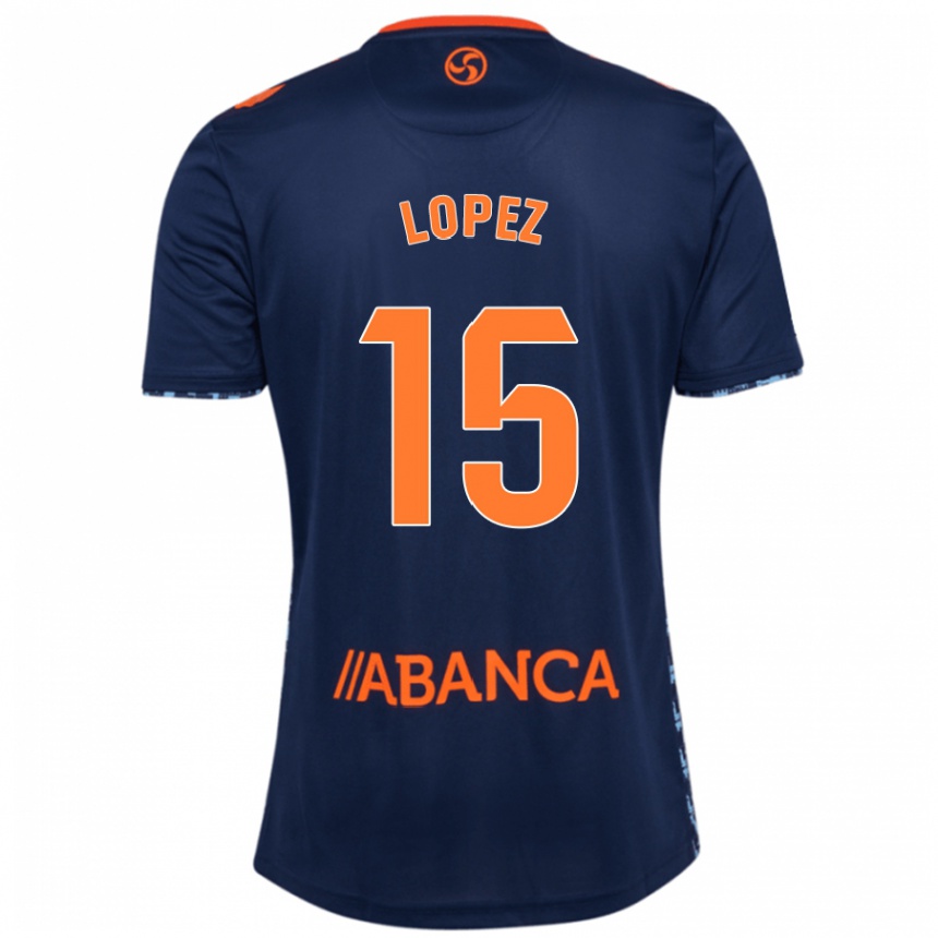 Kids Football Fer López #15 Navy Blue Away Jersey 2024/25 T-Shirt Uk