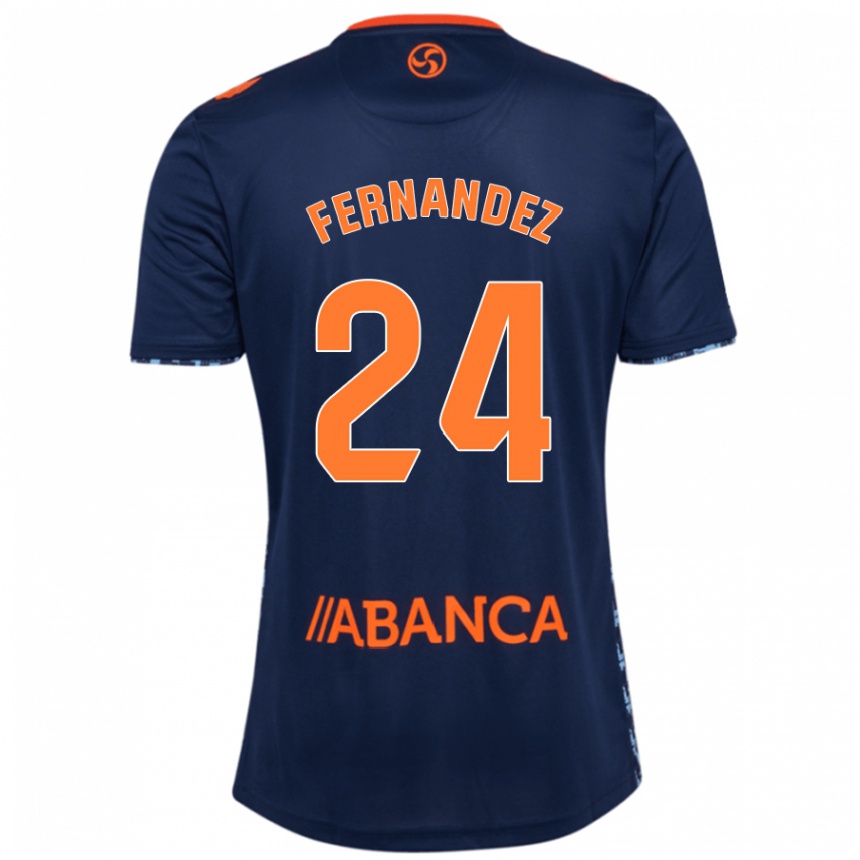 Kids Football César Fernández #24 Navy Blue Away Jersey 2024/25 T-Shirt Uk