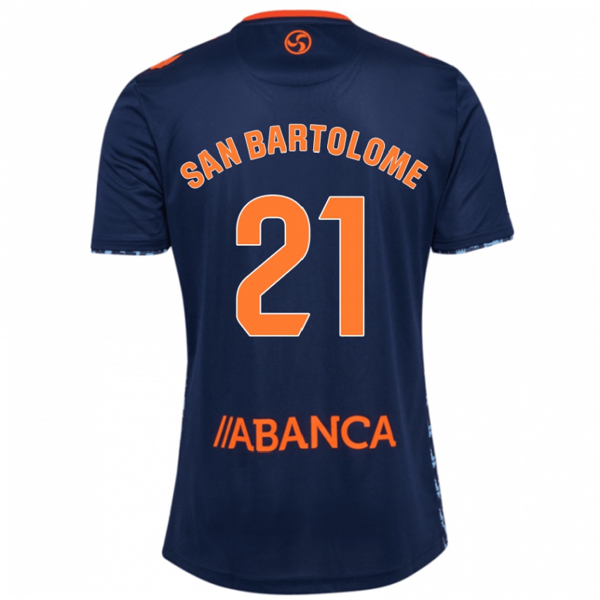 Kids Football Víctor San Bartolomé #21 Navy Blue Away Jersey 2024/25 T-Shirt Uk