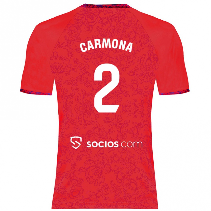 Kids Football José Ángel Carmona #2 Red Away Jersey 2024/25 T-Shirt Uk