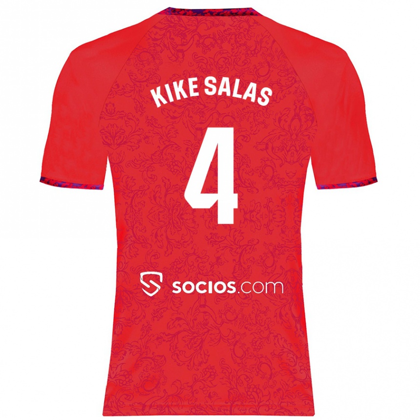 Kids Football Kike Salas #4 Red Away Jersey 2024/25 T-Shirt Uk