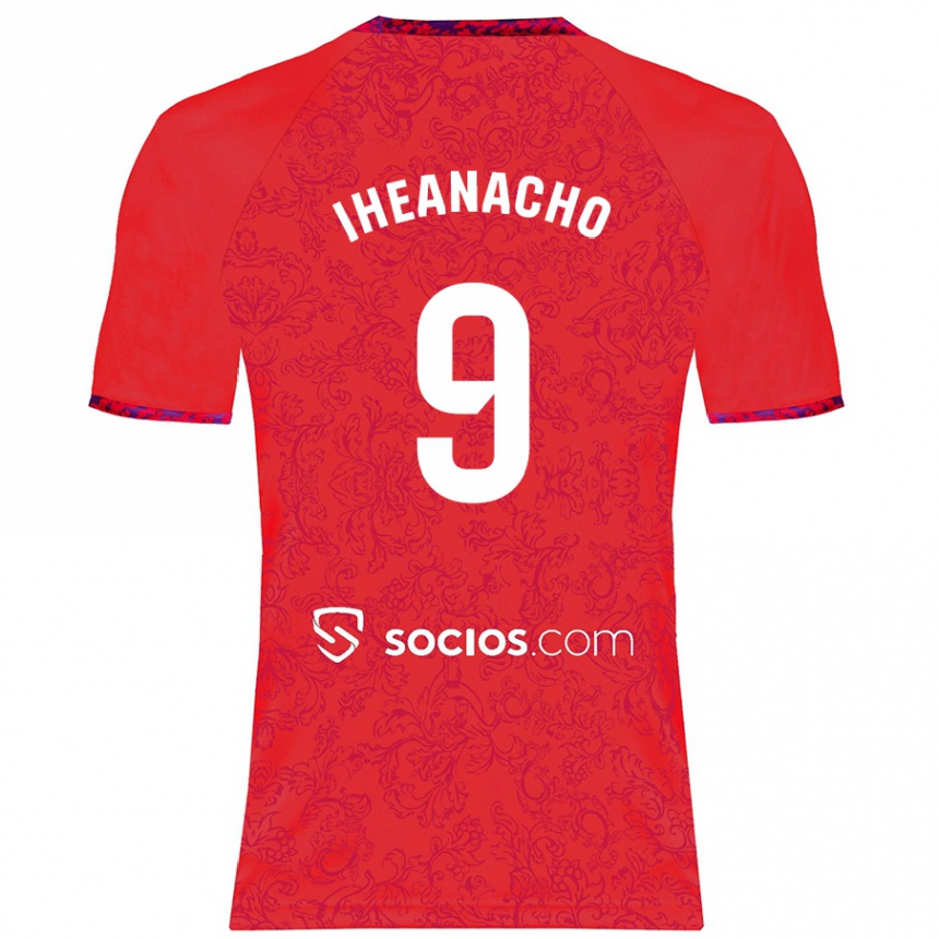 Kids Football Kelechi Iheanacho #9 Red Away Jersey 2024/25 T-Shirt Uk