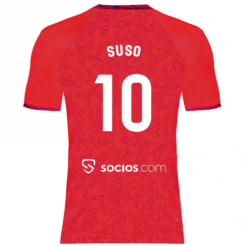 Kids Football Suso #10 Red Away Jersey 2024/25 T-Shirt Uk