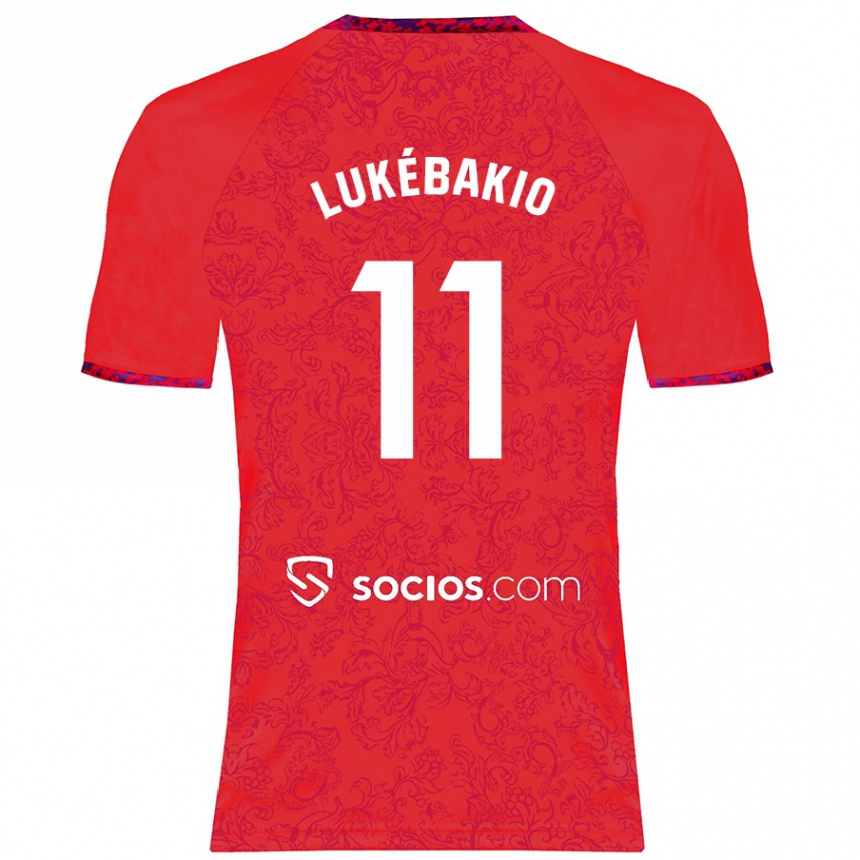 Kids Football Dodi Lukébakio #11 Red Away Jersey 2024/25 T-Shirt Uk