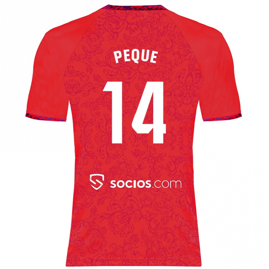 Kids Football Peque Fernández #14 Red Away Jersey 2024/25 T-Shirt Uk