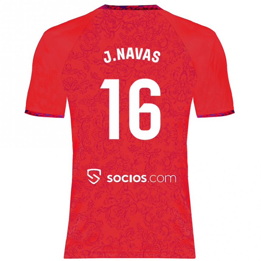 Kids Football Jesús Navas #16 Red Away Jersey 2024/25 T-Shirt Uk