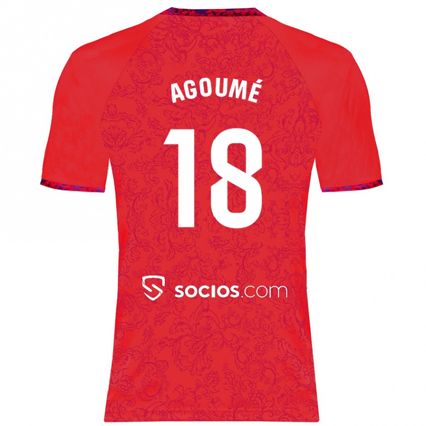 Kids Football Lucien Agoume #18 Red Away Jersey 2024/25 T-Shirt Uk