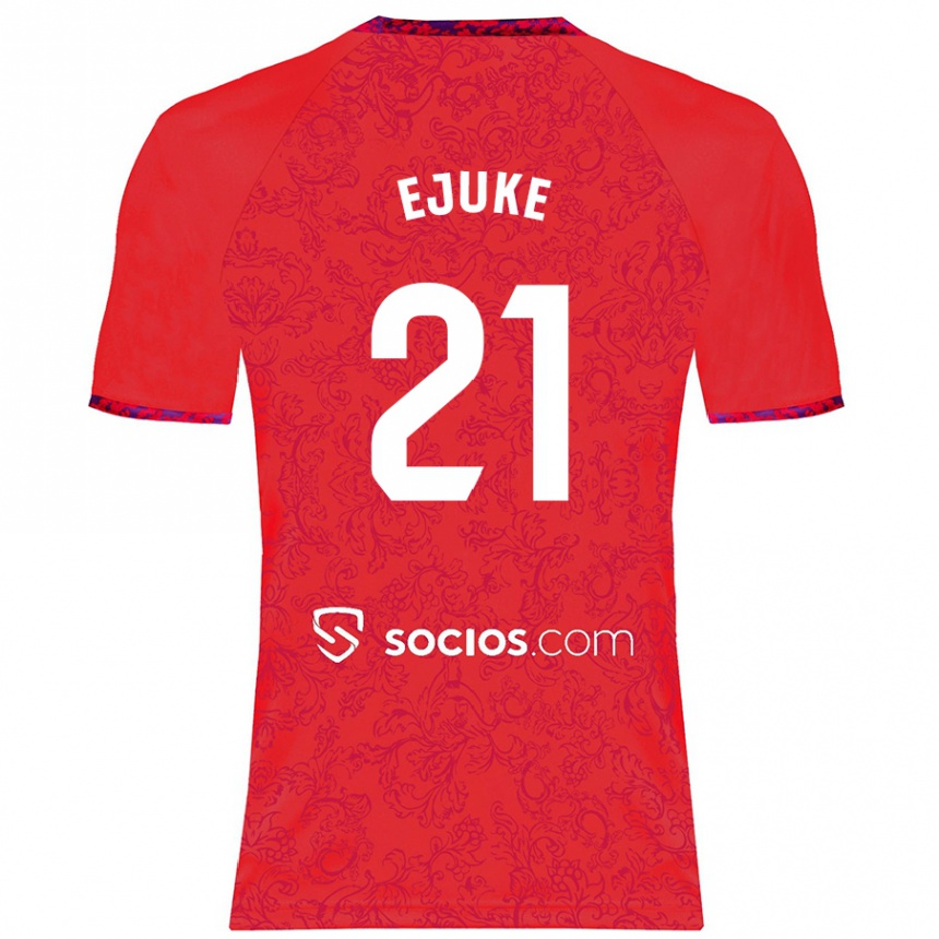 Kids Football Chidera Ejuke #21 Red Away Jersey 2024/25 T-Shirt Uk