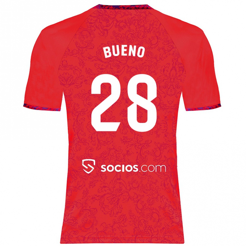 Kids Football Manu Bueno #28 Red Away Jersey 2024/25 T-Shirt Uk