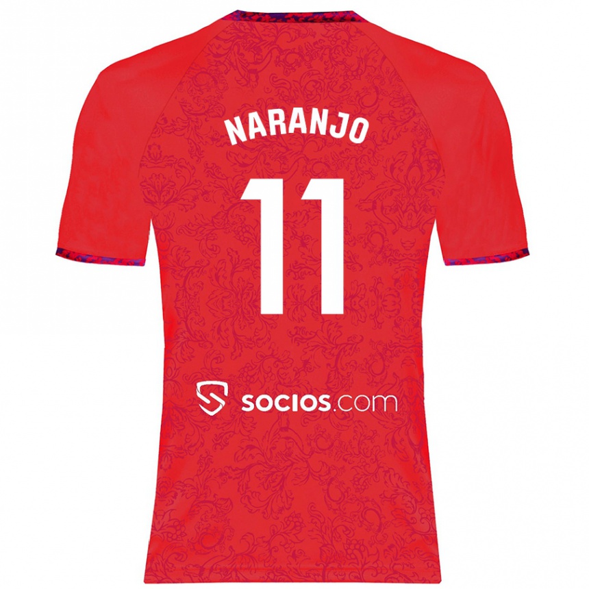 Kids Football Mario Naranjo #11 Red Away Jersey 2024/25 T-Shirt Uk