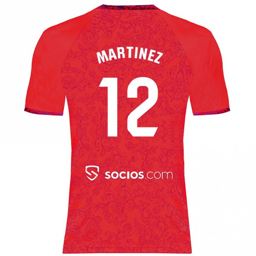 Kids Football Gabri Martinez #12 Red Away Jersey 2024/25 T-Shirt Uk