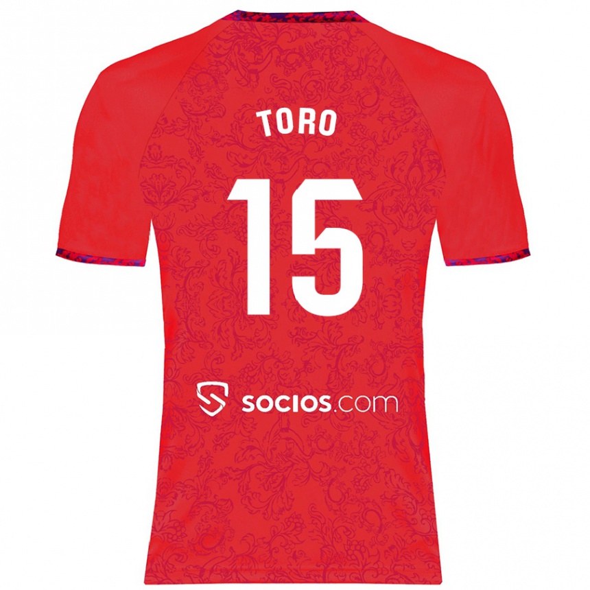 Kids Football Juanan Toro #15 Red Away Jersey 2024/25 T-Shirt Uk