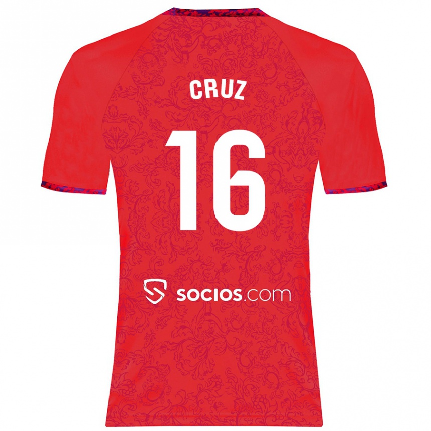 Kids Football Jesús Cruz #16 Red Away Jersey 2024/25 T-Shirt Uk