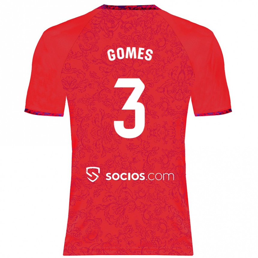 Kids Football Diana Gomes #3 Red Away Jersey 2024/25 T-Shirt Uk