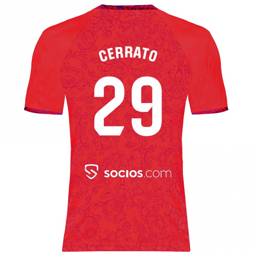 Kids Football Alba Cerrato Izquierdo #29 Red Away Jersey 2024/25 T-Shirt Uk