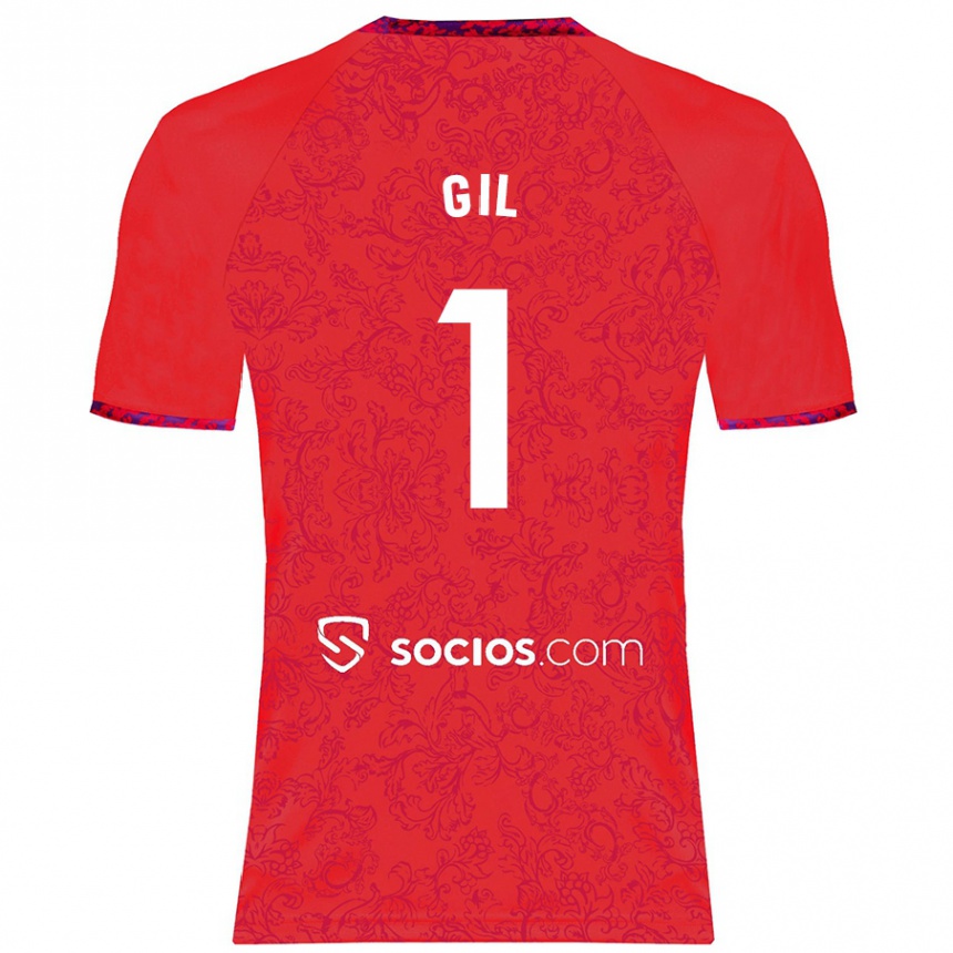 Kids Football David Gil #1 Red Away Jersey 2024/25 T-Shirt Uk