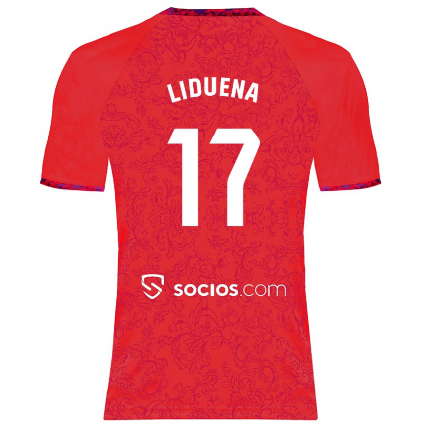 Kids Football Daniel Lidueña #17 Red Away Jersey 2024/25 T-Shirt Uk