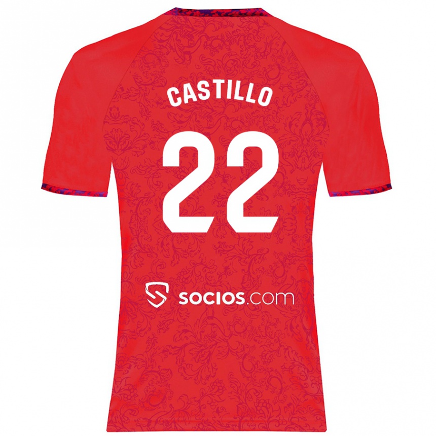 Kids Football José Castillo #22 Red Away Jersey 2024/25 T-Shirt Uk