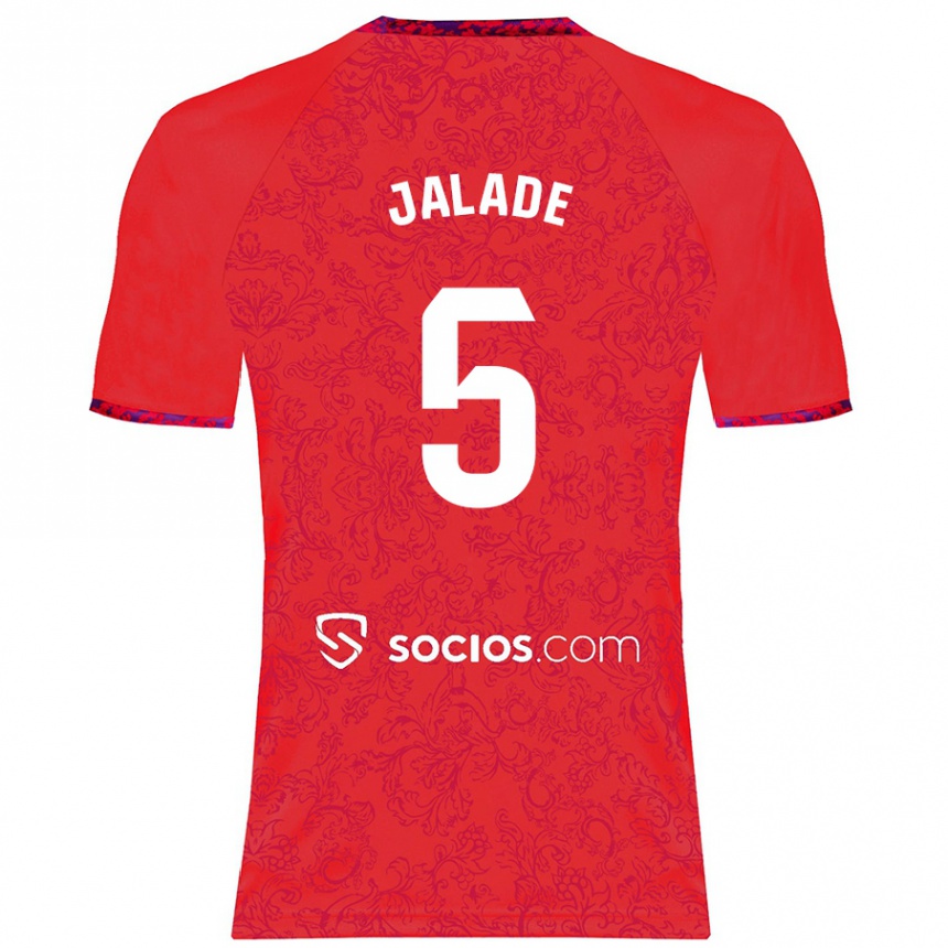 Kids Football Robert Jalade #5 Red Away Jersey 2024/25 T-Shirt Uk