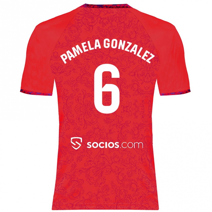 Kids Football Cinthia Pamela González Medina #6 Red Away Jersey 2024/25 T-Shirt Uk