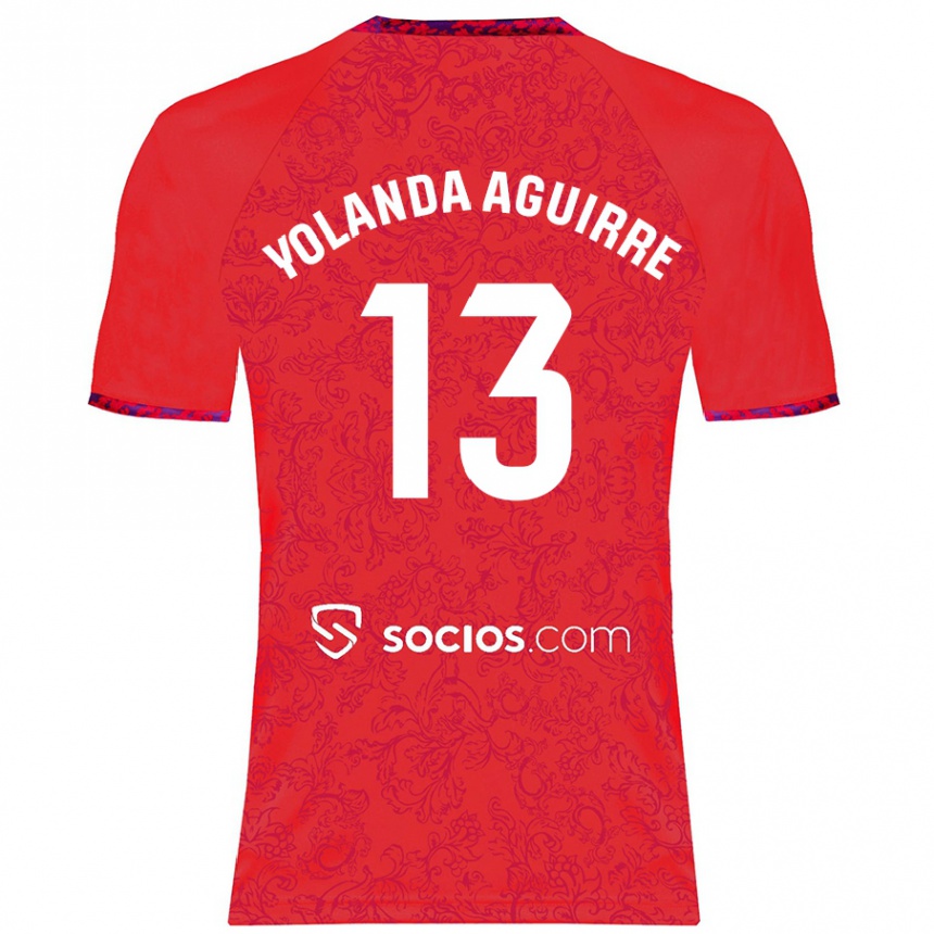 Kids Football Yolanda Aguirre Gutiérrez #13 Red Away Jersey 2024/25 T-Shirt Uk