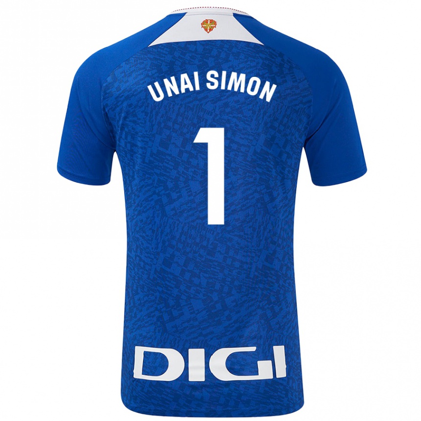 Kids Football Unai Simón #1 Royal Blue Away Jersey 2024/25 T-Shirt Uk