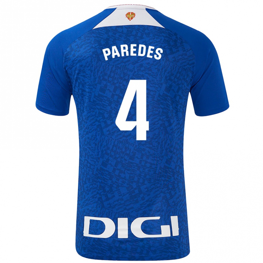 Kids Football Aitor Paredes #4 Royal Blue Away Jersey 2024/25 T-Shirt Uk