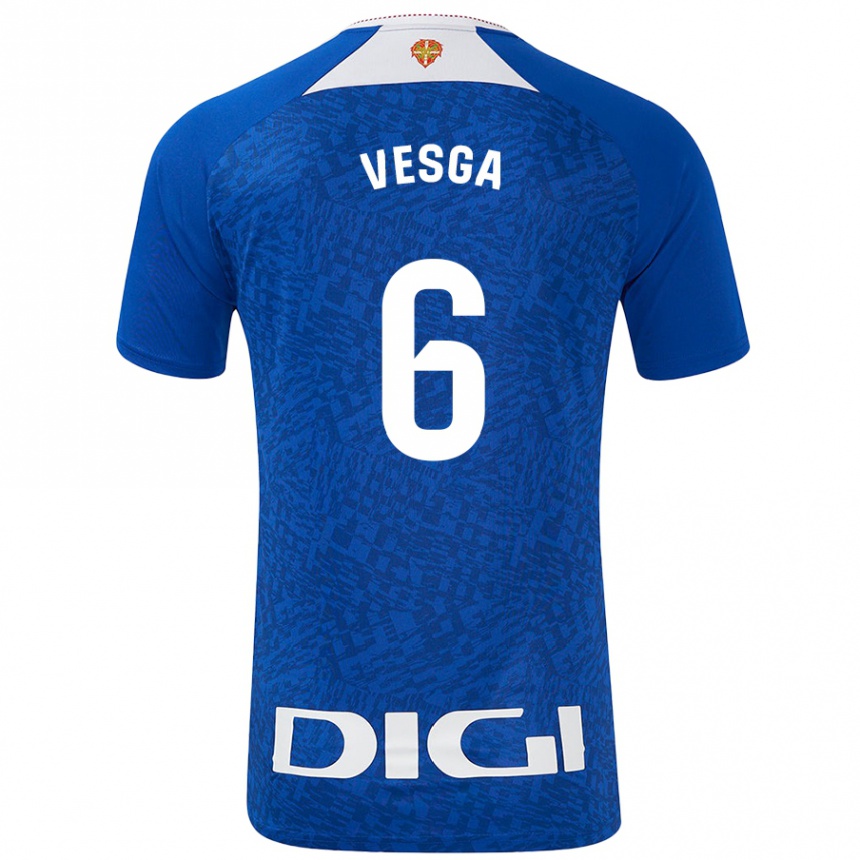 Kids Football Mikel Vesga #6 Royal Blue Away Jersey 2024/25 T-Shirt Uk