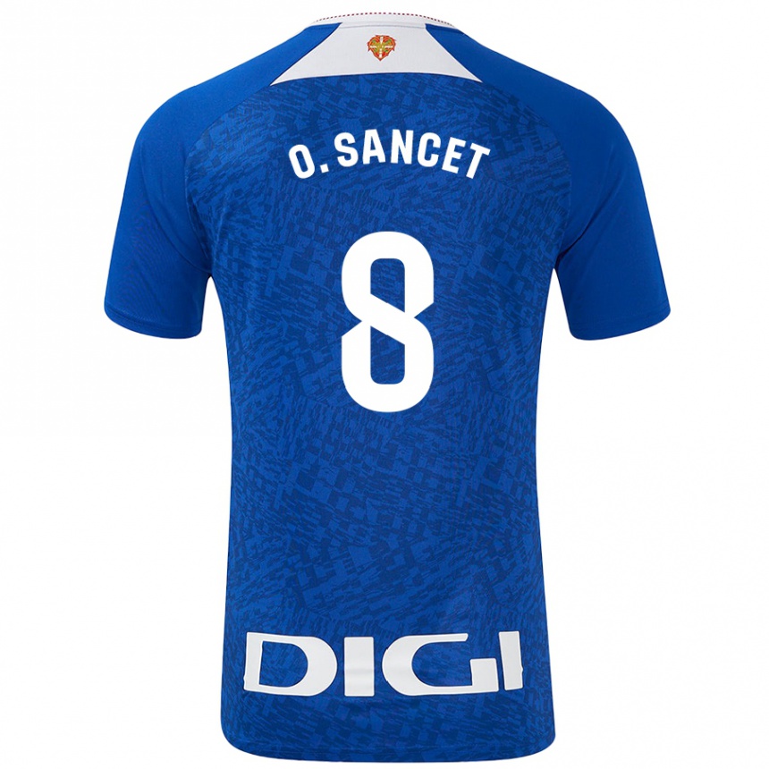 Kids Football Oihan Sancet #8 Royal Blue Away Jersey 2024/25 T-Shirt Uk