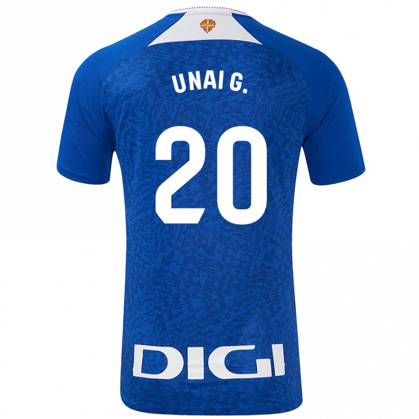 Kids Football Unai Gómez #20 Royal Blue Away Jersey 2024/25 T-Shirt Uk