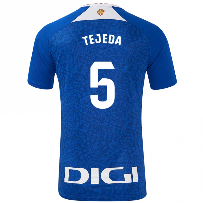 Kids Football Diego Tejeda #5 Royal Blue Away Jersey 2024/25 T-Shirt Uk