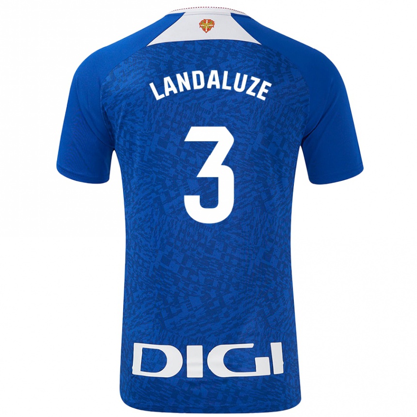 Kids Football Naia Landaluze Marquínez #3 Royal Blue Away Jersey 2024/25 T-Shirt Uk