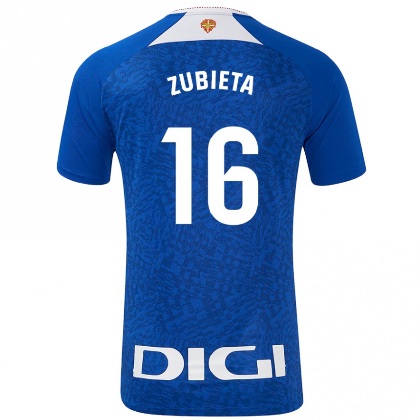 Kids Football Maite Zubieta Arambarri #16 Royal Blue Away Jersey 2024/25 T-Shirt Uk