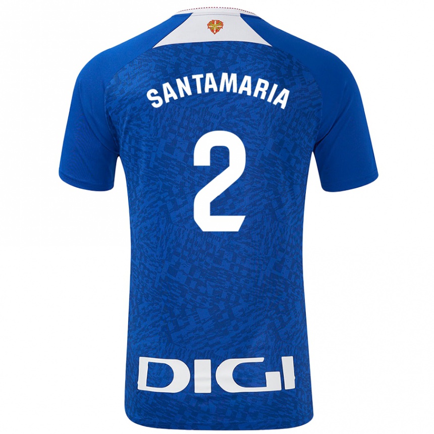 Kids Football Unai Santamaría #2 Royal Blue Away Jersey 2024/25 T-Shirt Uk