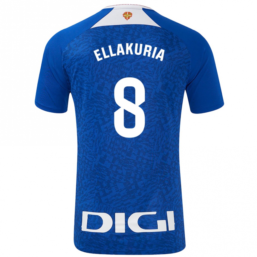 Kids Football Eneko Ellakuria #8 Royal Blue Away Jersey 2024/25 T-Shirt Uk