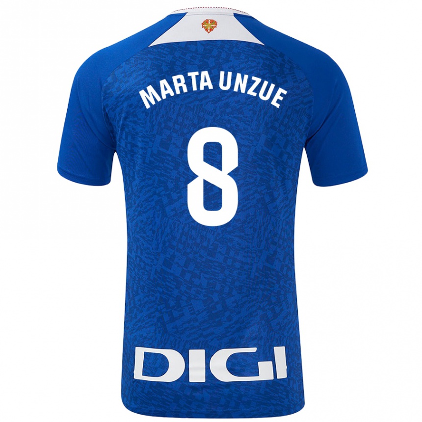 Kids Football Marta Unzué Urdániz #8 Royal Blue Away Jersey 2024/25 T-Shirt Uk