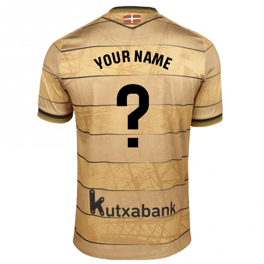 Kids Football Your Name #0 Brown Away Jersey 2024/25 T-Shirt Uk