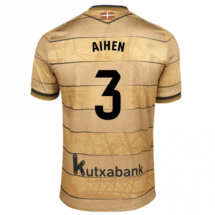 Kids Football Aihen Muñoz #3 Brown Away Jersey 2024/25 T-Shirt Uk