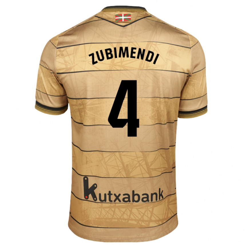 Kids Football Martín Zubimendi #4 Brown Away Jersey 2024/25 T-Shirt Uk