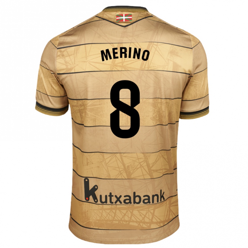 Kids Football Mikel Merino #8 Brown Away Jersey 2024/25 T-Shirt Uk