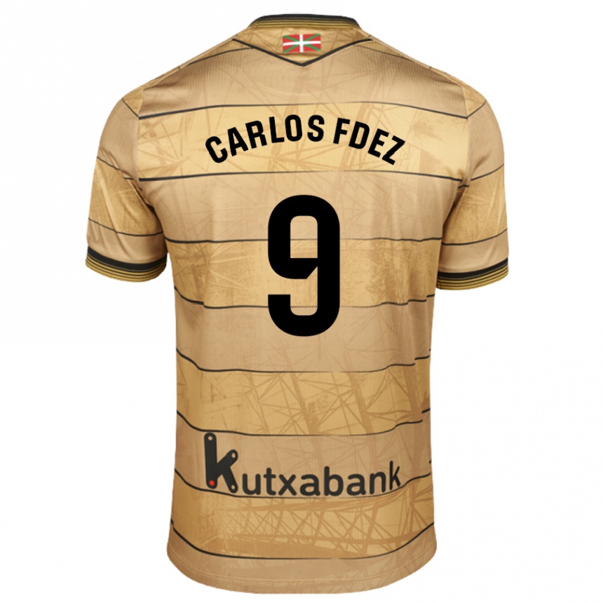 Kids Football Carlos Fernández #9 Brown Away Jersey 2024/25 T-Shirt Uk