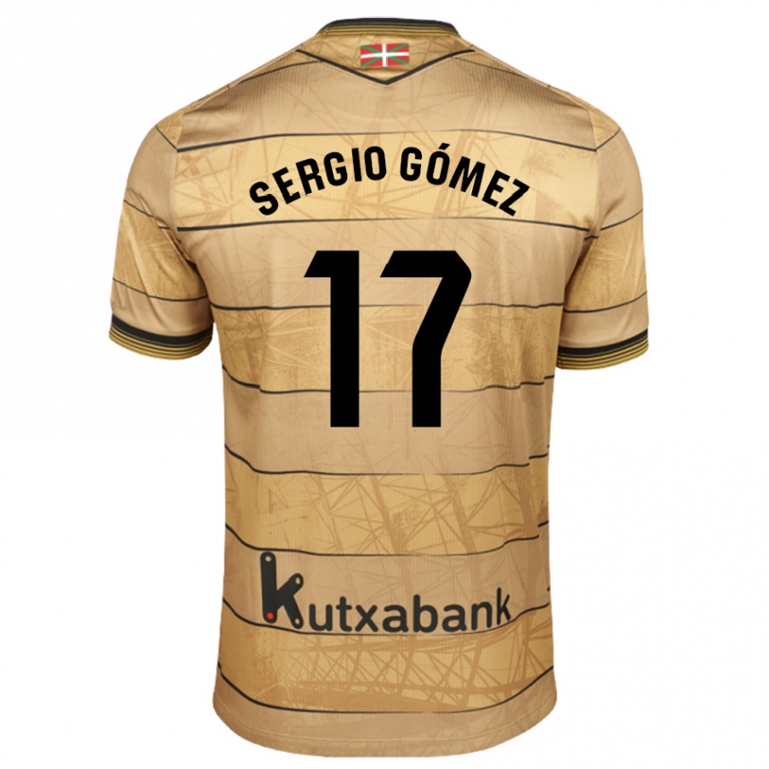 Kids Football Sergio Gómez #17 Brown Away Jersey 2024/25 T-Shirt Uk