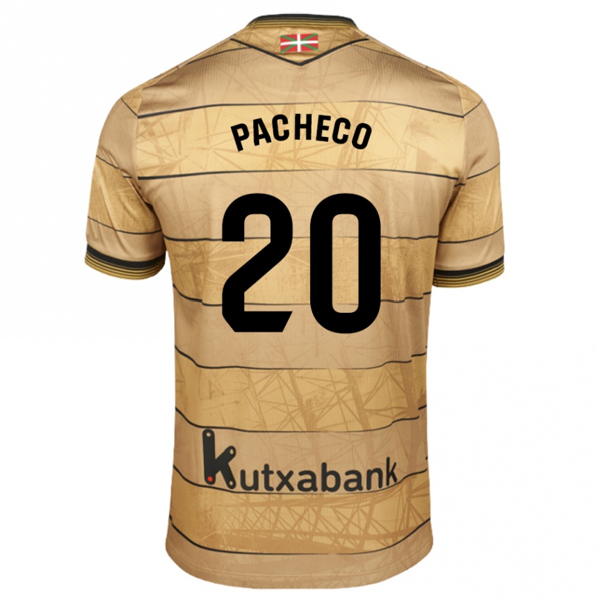 Kids Football Jon Pacheco #20 Brown Away Jersey 2024/25 T-Shirt Uk